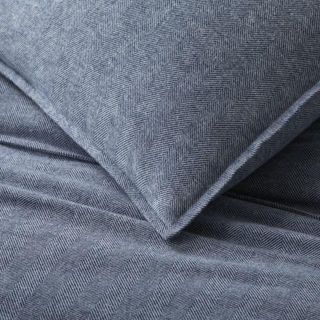 Organic Flannel Herringbone Duvet Cover & Shams