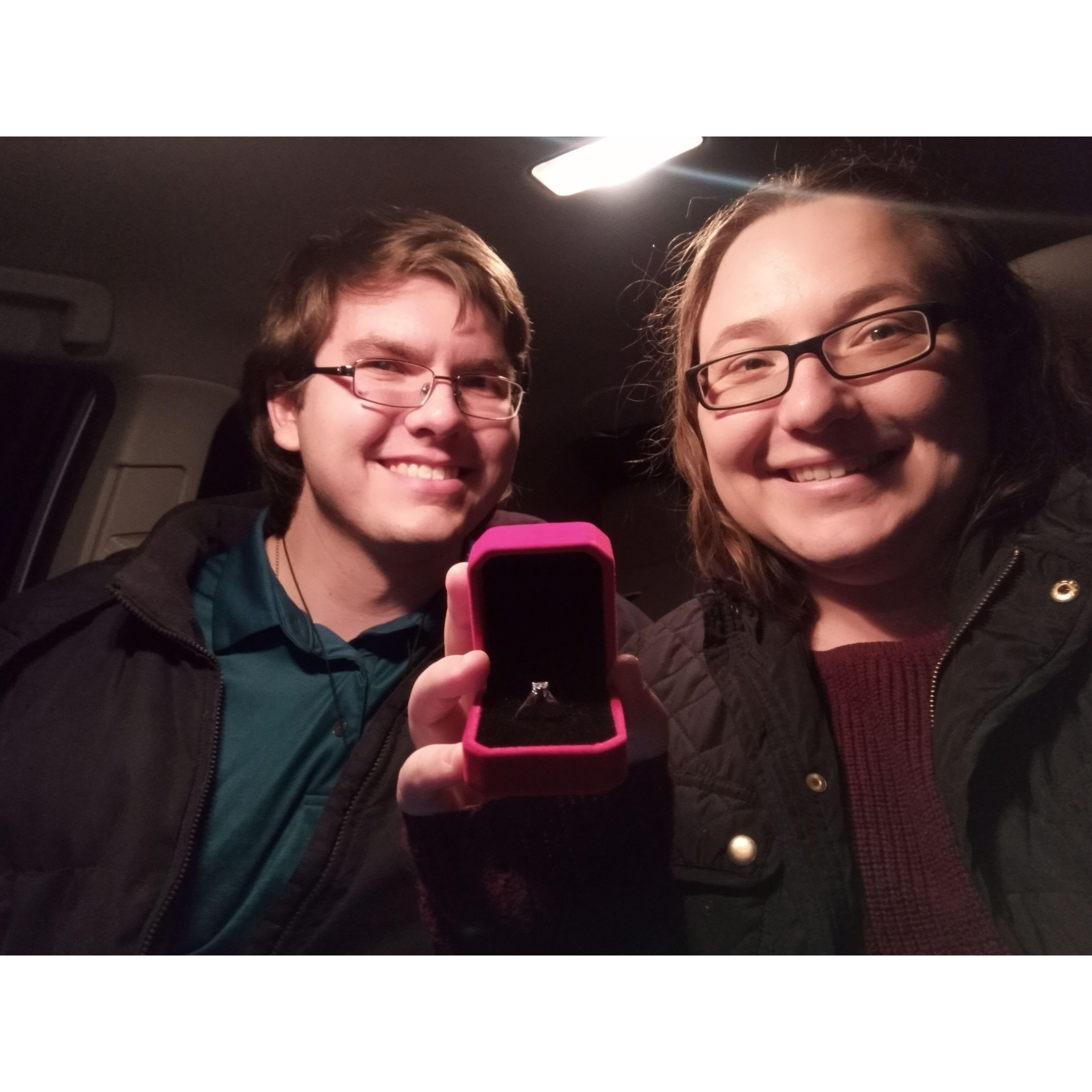 On the night of our anniversary, February 25 2022, he proposed and she said yes!