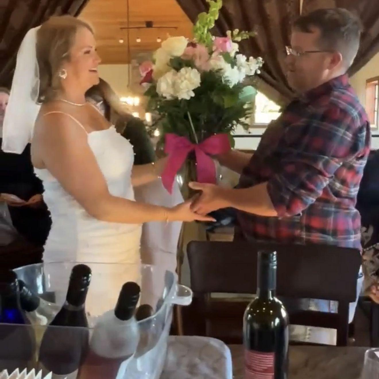 Brian surprised Amanda with the most beautiful flowers at her bridal shower in November.