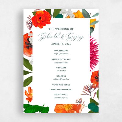 Red Wedding Program - Blossom