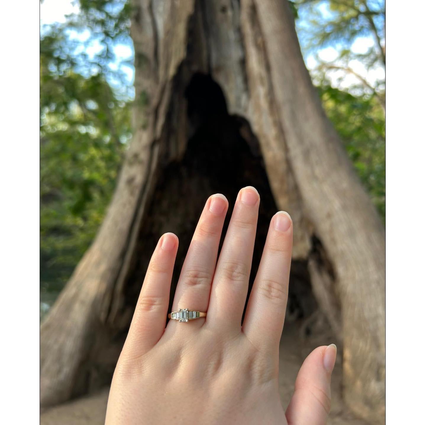 Right after Spencer proposed to me under the Kissing Tree in Wimberley, Texas. 9.14.24