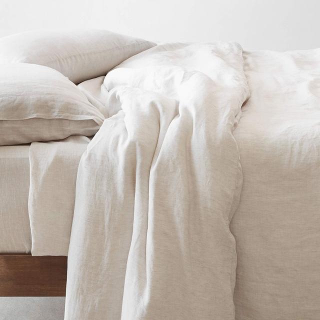 Stonewashed Linen Duvet Cover: White Full/Queen - The Citizenry