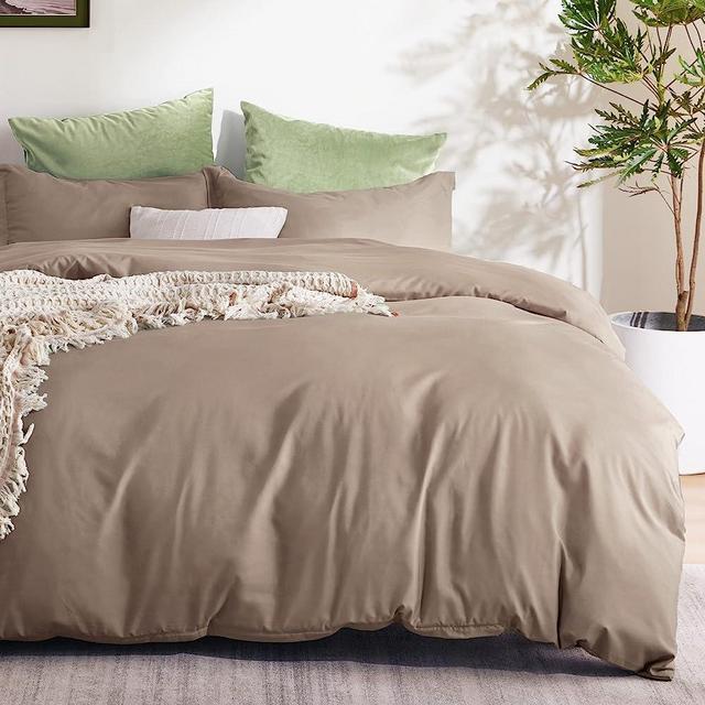 Bedsure Khaki Duvet Cover King Size - Soft Brushed Microfiber Duvet Cover for Kids with Zipper Closure, 3 Pieces, Include 1 Duvet Cover (104"x90") & 2 Pillow Shams, NO Comforter