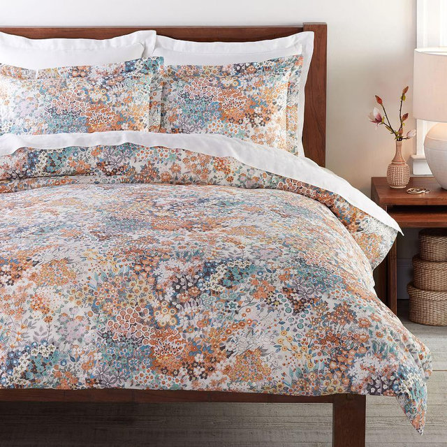 Amelia Floral Percale Duvet Cover, Full/Queen