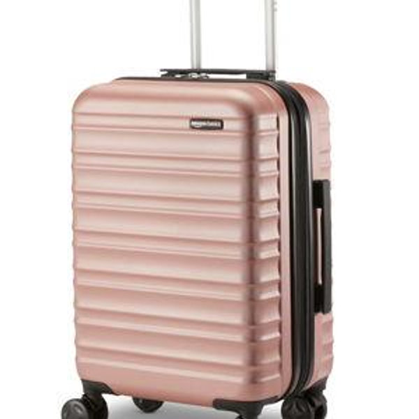 Amazon Basics 21" Hardside Carry-On Luggage, Hardshell Suitcase With Wheels, Expandable For Up to 25% More Space, With Scratch-Resistant Surface, Four Multi-directional Wheels, Rose Gold