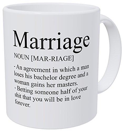 Wampumtuk Marriage Definition, Just Married, Husband, Wife 11 Ounces Funny Coffee Mug