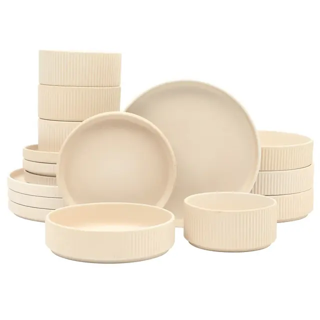 Gibson Elite Deerfield 16-Piece Stoneware Dinnerware Set – Stackable, Reactive Glaze Finish, Service for 4