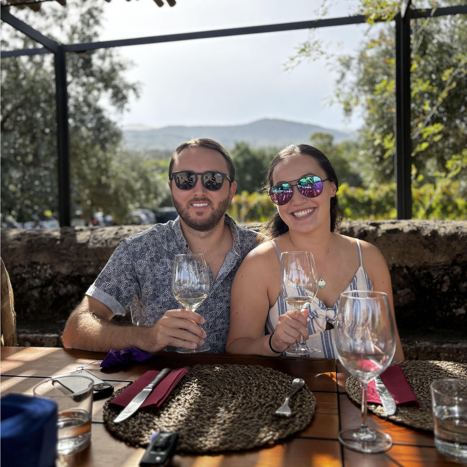At a winery on the base of Mt. Etna in Sicily, Italy. Maya's first time out of the country!