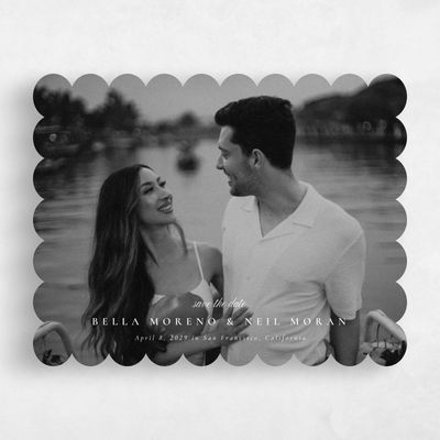 White Scalloped Wedding Save the Date - Rodez Photo