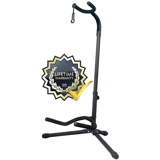 GLEAM Guitar Stand - Adjustable Fit Electric, Classical Guitars and Bass, Guitar Accessories, Folding Guitar Stand (CG-4)