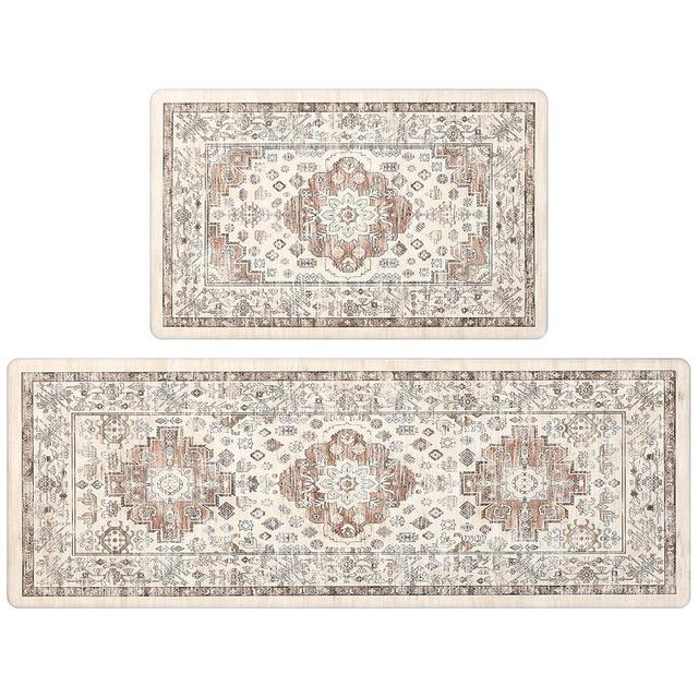 Pauwer Anti Fatigue Kitchen Mat Set of 2 Non Slip Kitchen Mats for Floor Cushioned Kitchen Rugs Comfort Standing Mat Farmhouse Waterproof PVC Foam Kitchen Floor Mat Runner