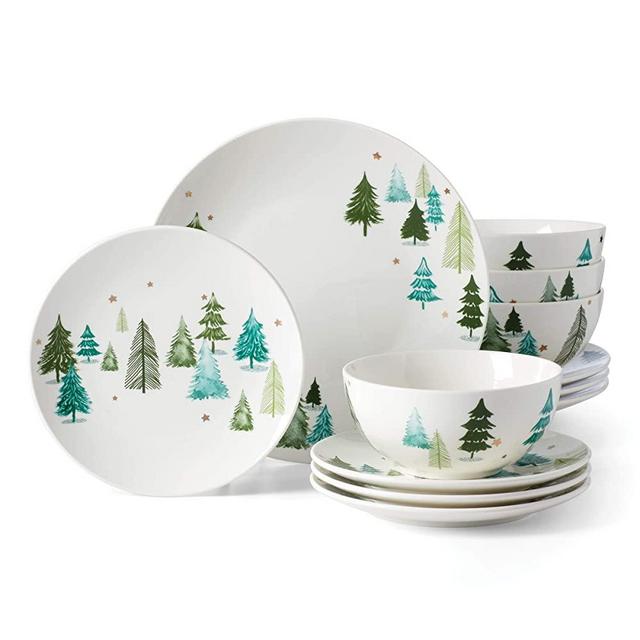 Lenox Balsam Lane 12-Piece Dinnerware Set, 17.55 LB, Green