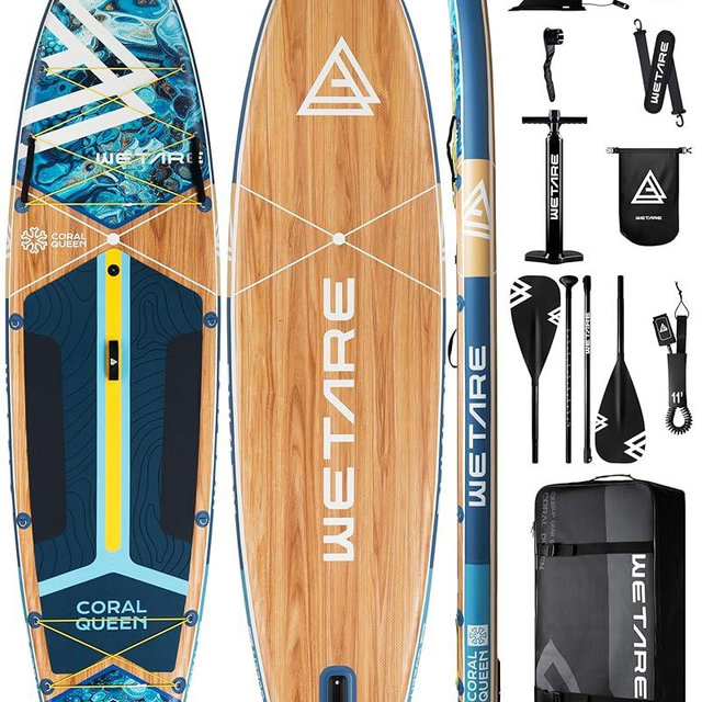 WETARE 11'6"x35" Inflatable Paddle Board, 450lbs Extra Wide Stand Up Sup Board for Adults, Blow Up Paddleboard Kayak Non-Slip Stable Deck Boat for Yoga Fishing Surf