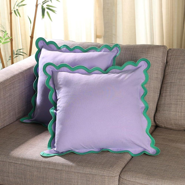 Folkulture Throw Pillow Covers 20x20, Scallop Pillow Cover Set of 2 Decorative Throw Pillows for Couch, Cute Outdoor Pillows, Couch Pillow Covers Standard Size, Lavender Throw Pillows for Living Room