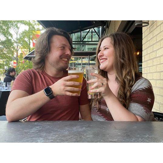 Our first drink as an engaged couple!
