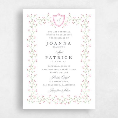 Flamingo, White Wedding Invitation - Ginevra Portrait
