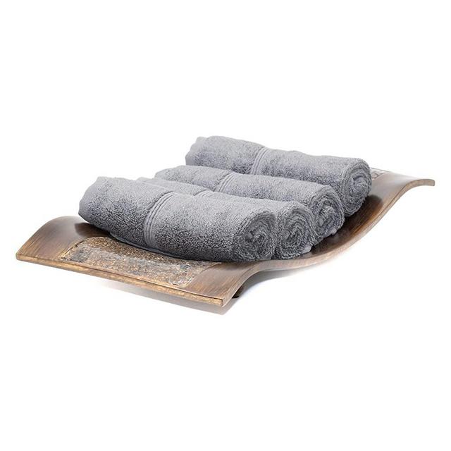 Mosobam 700 GSM Hotel Luxury Bamboo-Cotton, Washcloths 13X13, Set of 4, Charcoal Grey, Turkish Baby Bath Towel, Face Washcloth, Dark Gray