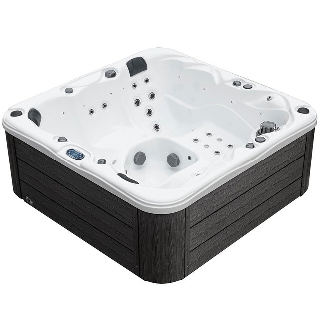 Surfaces Outdoor Hot Tub, Fits 4 Adults, 36 Jets, Double Lounger Seat Spa, Bluetooth, LED Lights, Cover Included, Wellness Tool, Aqualife by Strong Spas