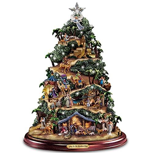 Thomas Kinkade Illuminated Nativity Tabletop Tree: Glory to The Newborn King by Hawthorne Village