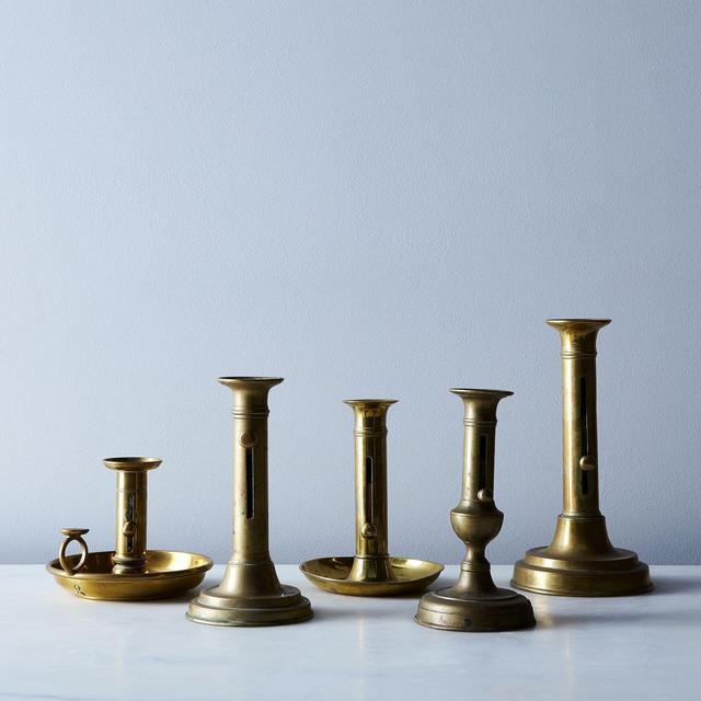 Vintage French Brass Candlesticks (Set of 2)