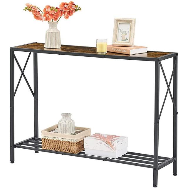 Tajsoon Console Table, Industrial entryway Table, Narrow Sofa Table with Shelves, Entrance Table for Entryway, Hallway, Living Room, Foyer, Corridor, Office, Rustic Brown & Black