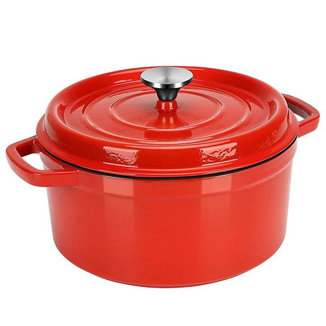 Dutch Oven Red,Enameled Cast Iron Dutch Oven with Lid, 5 Quart Round Nonstick Enamel Cookware Crock Pot,Dutch Oven with Dual Handle and Cover Casserole Dish 9.45 Inch