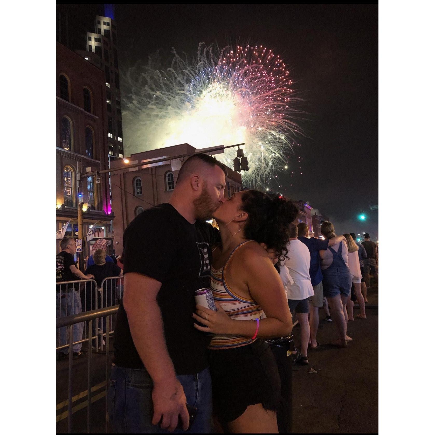 Downtown Nashville 4th of July fireworks.