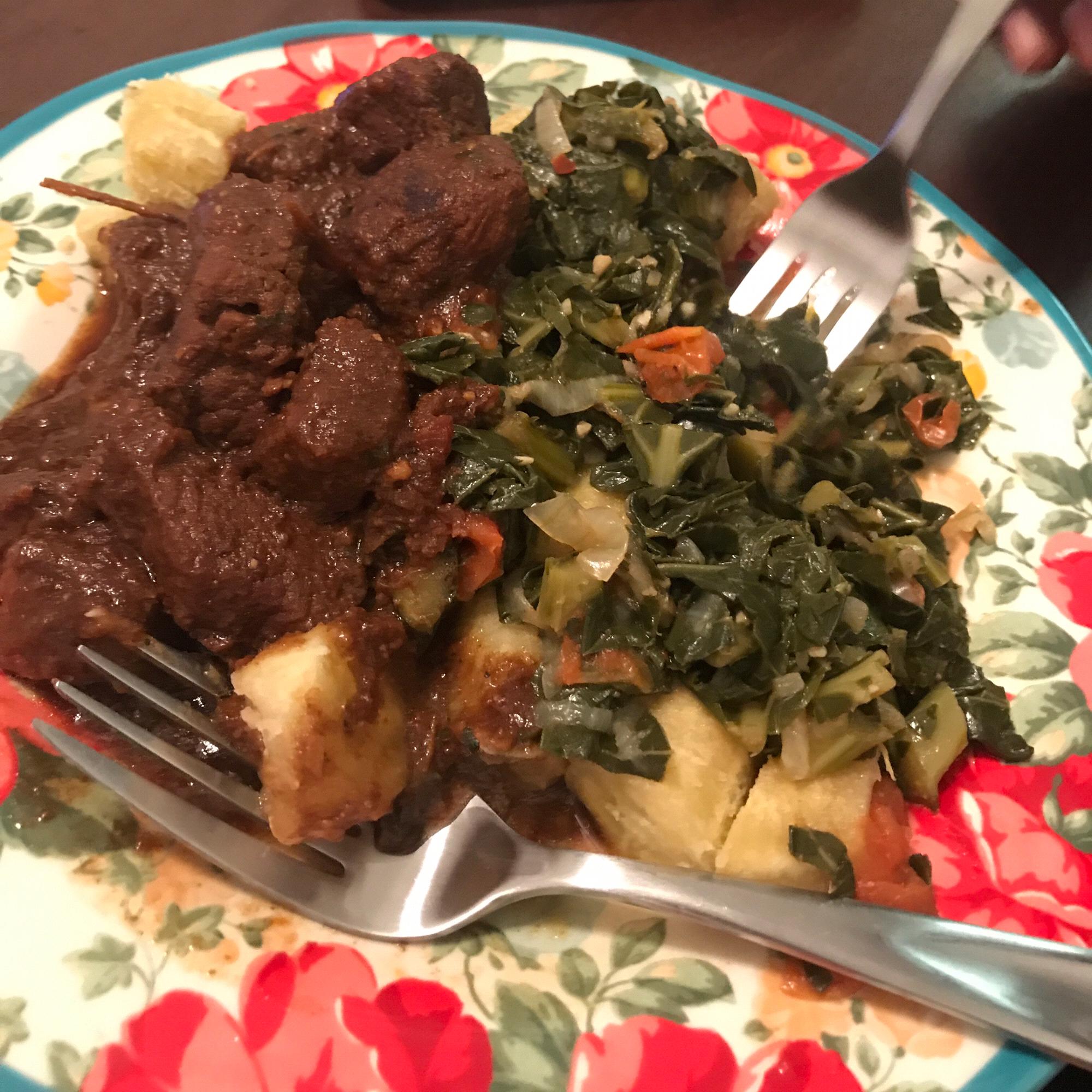 We make African food together! Yes we eat from one plate most of the time!🤣🥰