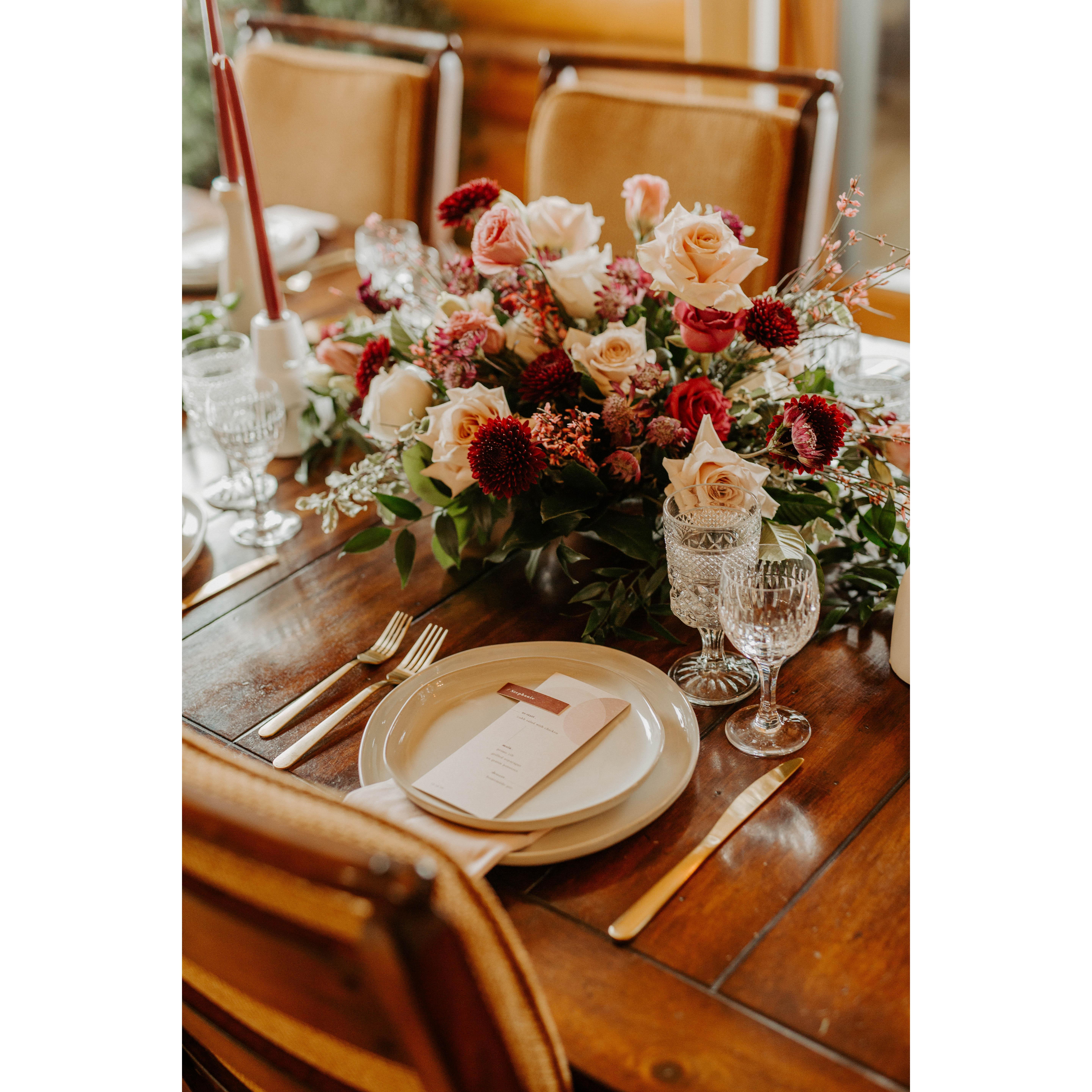 A beautiful tablescape designed by Emily Aitken Events