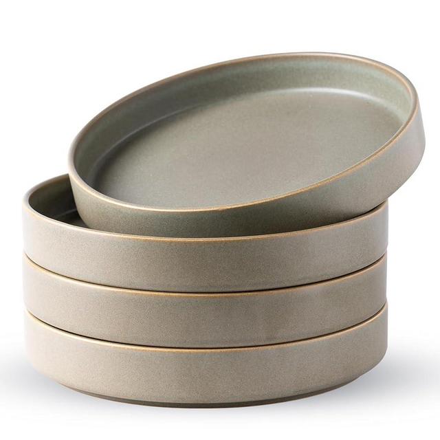 AmorArc 9'' Stoneware Large Pasta Bowls, 30oz Stackable Salad Serving Bowls Set of 4 for Kitchen, Wide Ceramic Bowls for Pasta,Salad,Fruit,Bread, Microwave Safe, Matte-Green