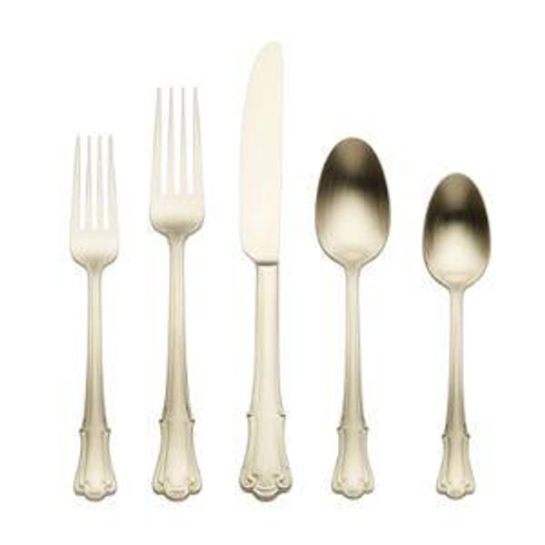 Oneida James Street 20-Piece Flatware Set, Satin Champagne Finish, Dur