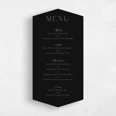 Black Diamond Wedding Menu - Payton