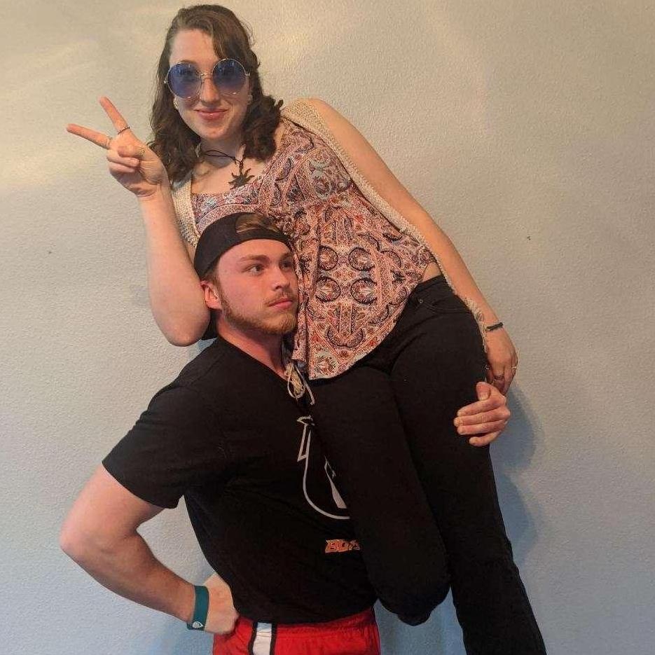 Athlete meets hippie.