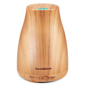 InnoGear Upgraded Wood Grain Aromatherapy Essential Oil Diffuser Ultrasonic Diffusers Cool Mist Humidifier with 7 Colors LED Lights and Waterless Auto Shut-off for Home Office Bedroom