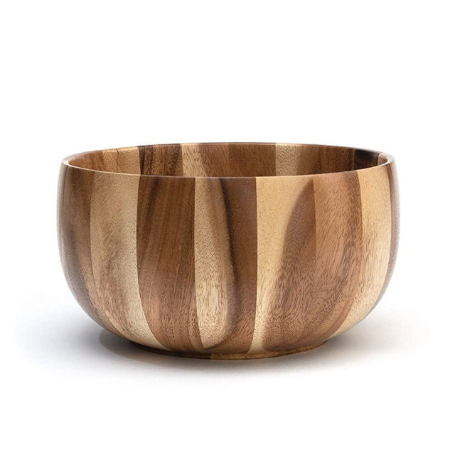 Lipper International Acacia Sunburst Salad Bowl, large, brown