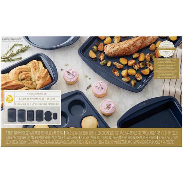 Wilton 7pc Diamond-Infused Non-Stick Baking Set Navy/Blue