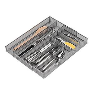 .ORG Powder-Coated Extra Large Mesh Cutlery Tray in Silver