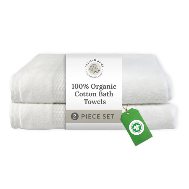 Delilah Home - Luxury Bath Towel Collection - 100% Cotton Turkish Towel Set for Bathroom - Ultra-Soft & Absorbent Organic Spa Towel (2 Pieces Each 30x54in) Pack of 2 Towels (White)