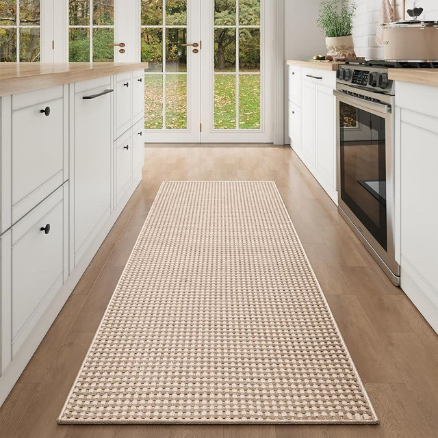 YDKGL Boho Long Kitchen Runner Rugs Mat Non Slip Woven Runners for Hallways 2x6 ft Washable, Soft Entryway Laundry Hall Floor Runner Carpet for Indoor Backdoor Bedroom Kitchen Living Room, Brown