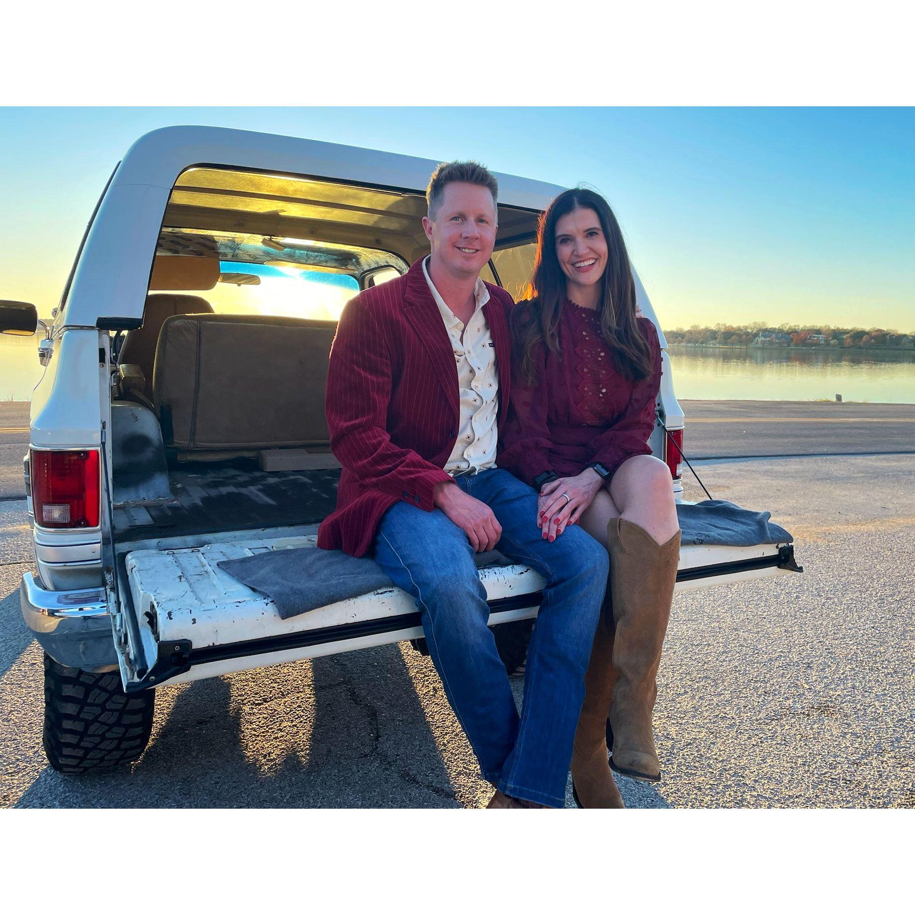First Christmas card, featuring Josh’s two loves, Abby & the Blazer. Dec’23