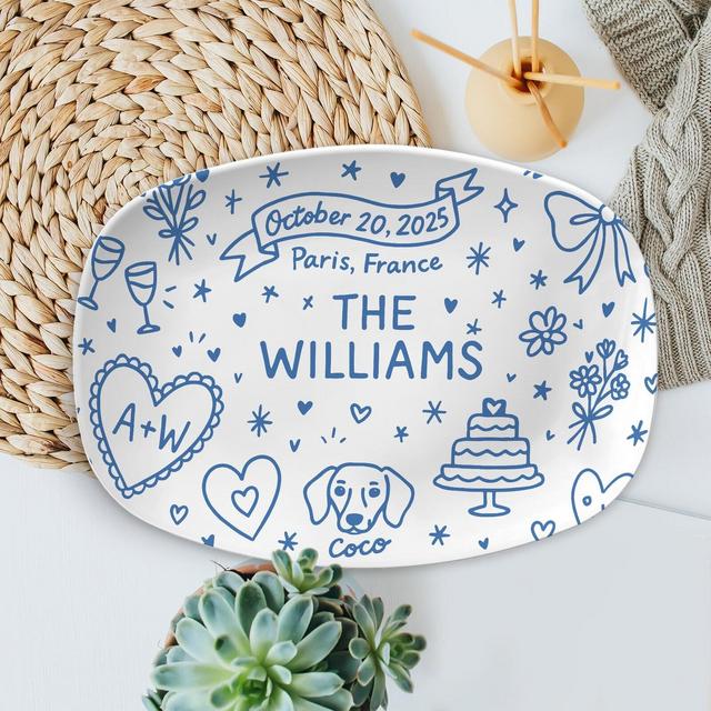 Custom Wedding Platter – Personalized Bridal Gift with Names, Date & Location – Unique Keepsake for Bride and Groom, Bridal shower