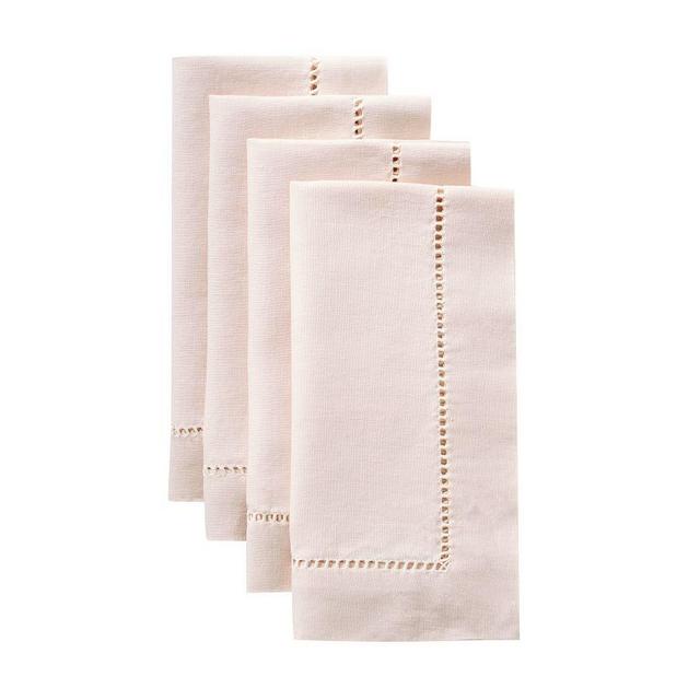 Monique Lhuillier Linen Hemstitch Napkin, Set of 4 - Shell