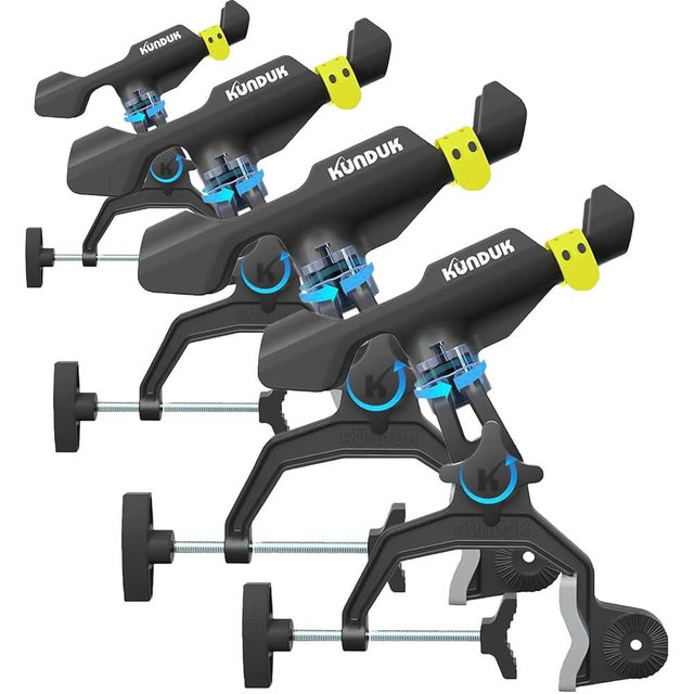 Upgraded Fishing Rod Holder with Button-Lock 360° Dual Rotation, Universal Silicone Strap & Enlarged V-Clamp – Fits Round/Square Tubes, Secure Adjustable Boat Fishing Gear for All Rod Sizes