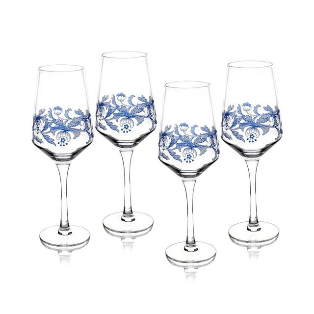 Spode Blue Italian Wine Glasses, Set of 4
