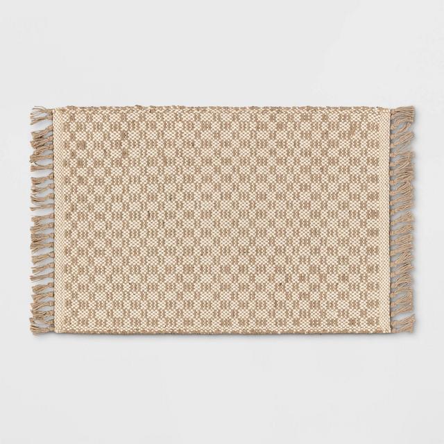 34" x 20" Jute Check Printed Kitchen Rug Natural - Threshold™