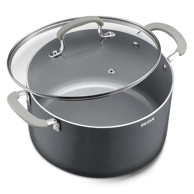 12 Quart Pot with Lid, BEZIA Ceramic Nonstick Stock Pot with Lid, Induction Ready, Large Cooking Pot with Silicone Handle, Compatible with All Cooktops, Dishwasher Safe