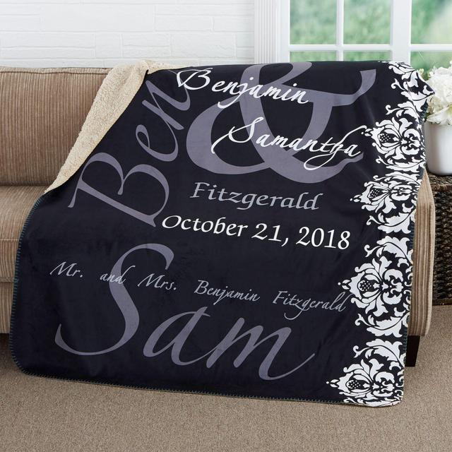 The Wedding Couple 60-Inch x 80-Inch Personalized Sherpa Blanket