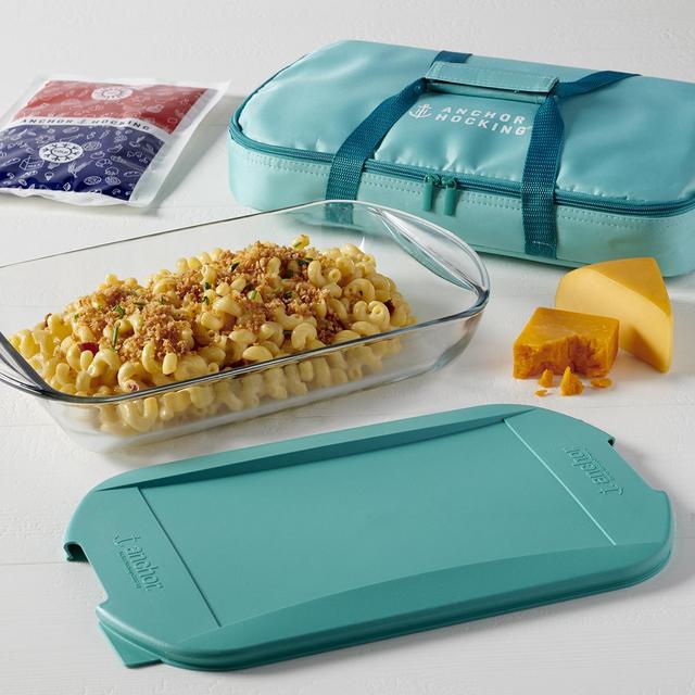 Anchor Hocking Oven Basics 3 Quart Clear Glass Bake-N-Take Dish with Tote, 4 Piece Count