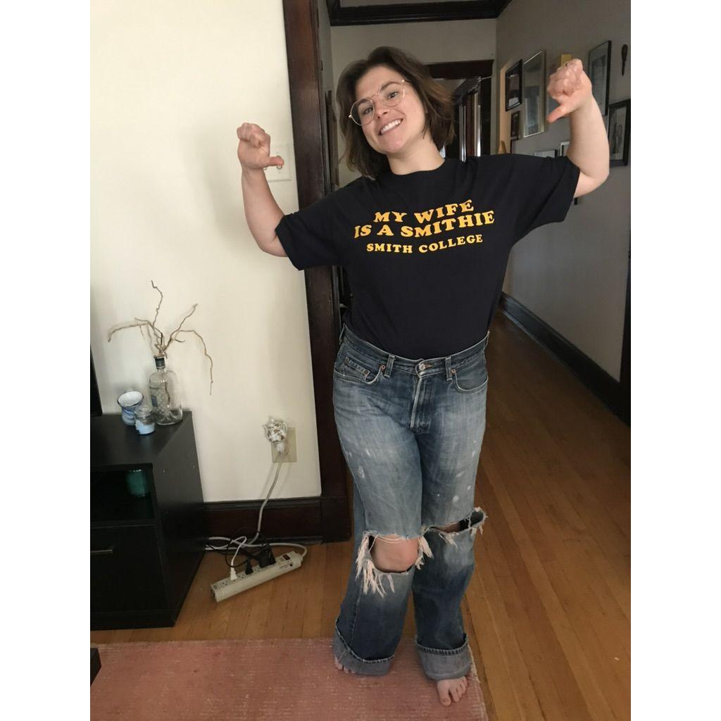Rockin that "My wife is a Smithie" t-shirt