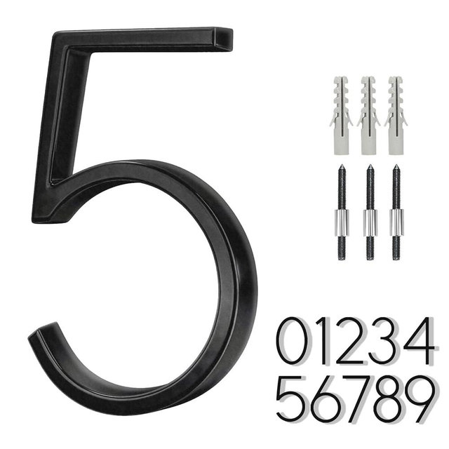 6 Inch Stainless Steel Floating House Number, Metal Modern House Numbers, for Outdoor Mailbox Yard Home Wall DoorGarage Gate with Nail Kit, Coated Black, 911 Visibility Signage